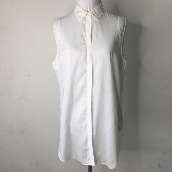 Helmut Lang Women's White 100% Cotton Sleeveless Button Down Shirt Size Medium - Picture 1 of 16